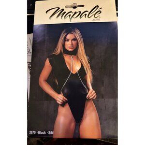 NWT Mapale Lingerie SZ S/M Black :Bodysuit Style 2670 New In Box